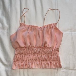 Light Pink Boutique Cropped Satin Blouse